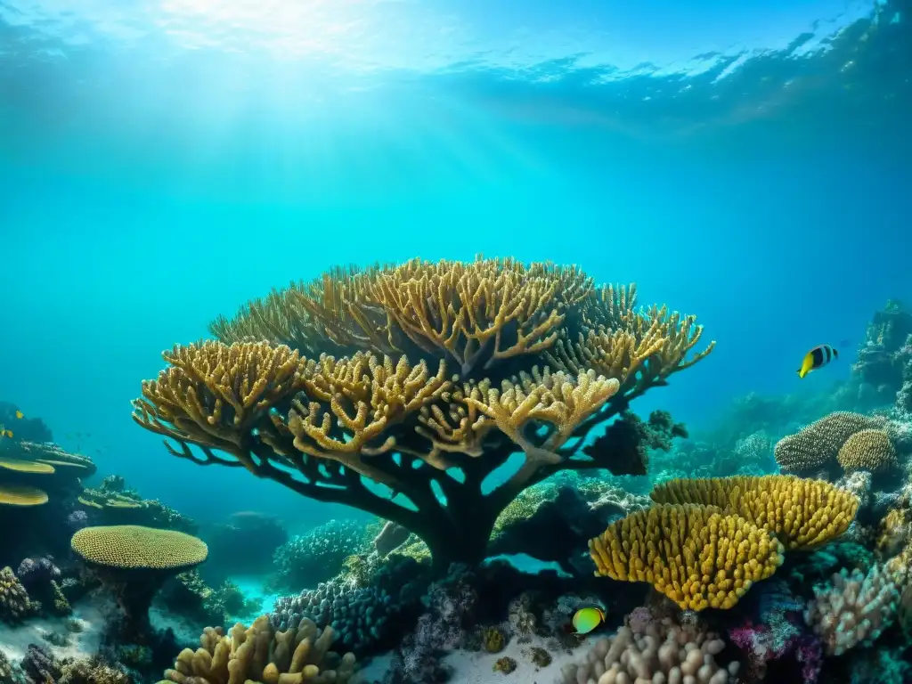 Arrecife de coral vibrante: belleza y biodiversidad marina Vibrante arrecife de coral con peces coloridos y aguas turquesas