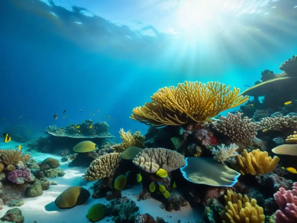 Arrecife de coral vibrante: vida marina en 8k Un vibrante arrecife de coral en 8k con peces coloridos y tortugas marinas