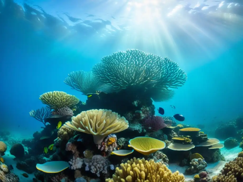 Exploración submarina en la Gran Barrera de Coral Una vibrante aventura de buceo en la Gran Barrera de Coral: corales coloridos, peces y buceadores explorando un mundo submarino maravilloso