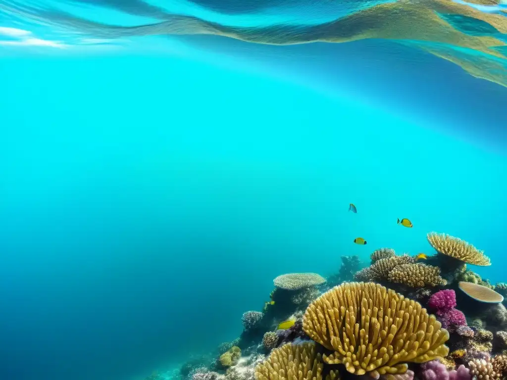 Arrecife de coral vibrante: vida submarina detallada Un vibrante ecosistema marino bajo aguas turquesas cristalinas