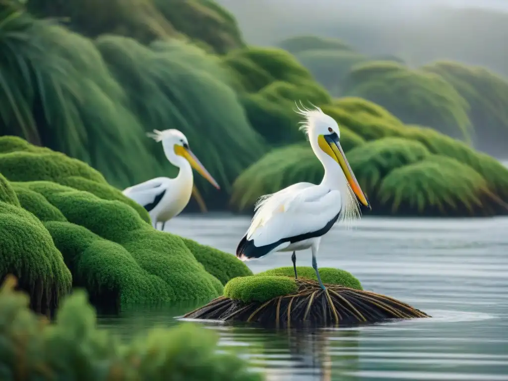 Ecosistema costero: aves en armonía Una vibrante escena costera con aves en su hábitat natural