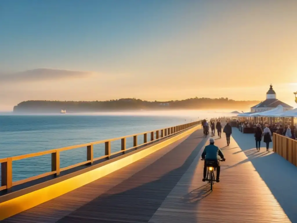 Paseo costero inclusivo: diversidad y accesibilidad junto al mar Una vibrante escena costera con diversidad y accesibilidad