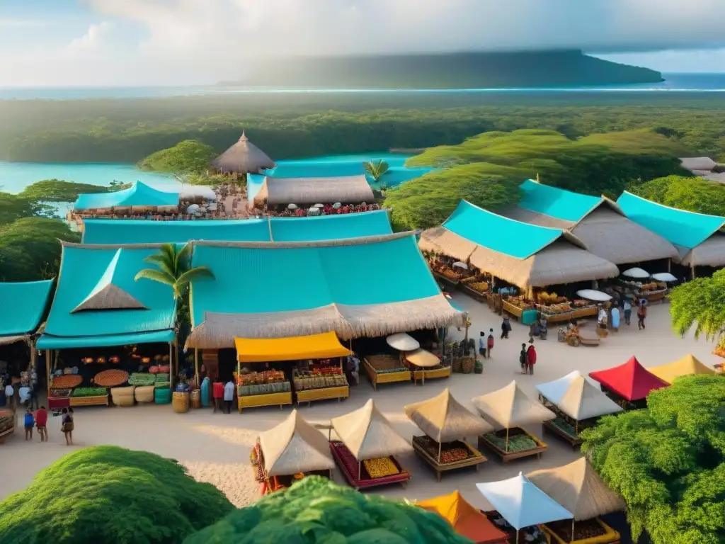 Mercado vibrante en comunidad maya de la Riviera Maya Vibrante mercado maya en la Riviera Maya con desarrollo sostenible y comunidad involucrada
