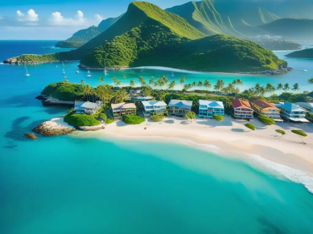Esplendor costero: ciudad vibrante y playa dorada Un vibrante paisaje costero con un bullicioso puerto, rascacielos modernos y una playa dorada, ideal para invertir en el imperio inmobiliario mercados costeros