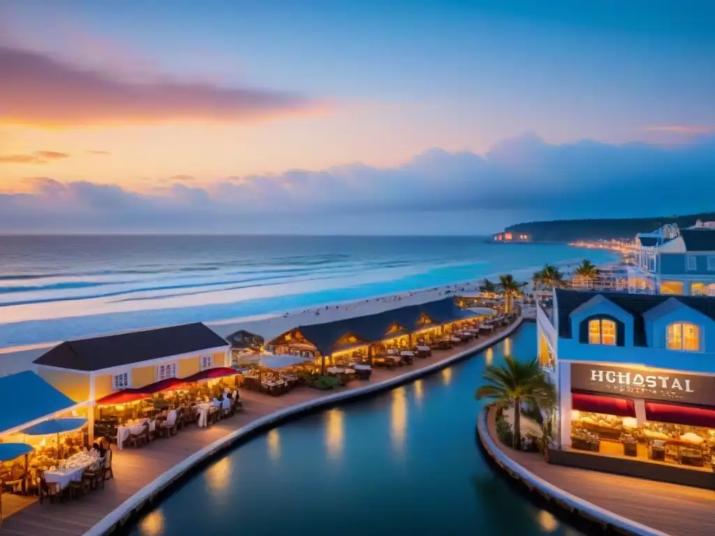 Inversiones costeras: paseo marítimo vibrante al atardecer Un vibrante paseo costero con propiedades REITs de alto valor, perfecto para inversión rentable en REITs costeros: inversión rentable