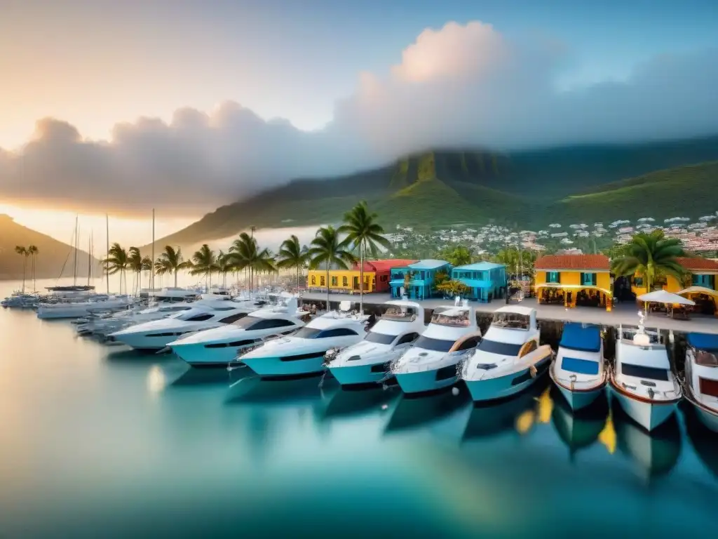 Encanto costero al amanecer: marina, mercado y palmeras Un vibrante pueblo costero al amanecer con propiedades costeras revalorización inversión
