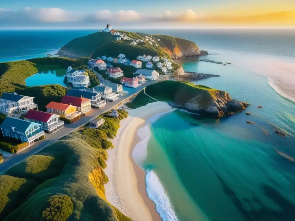 Costa colorida: Pueblo costero con propiedades frente al mar Vibrante pueblo costero con propiedades coloridas junto al mar, reflejando la belleza y vulnerabilidad