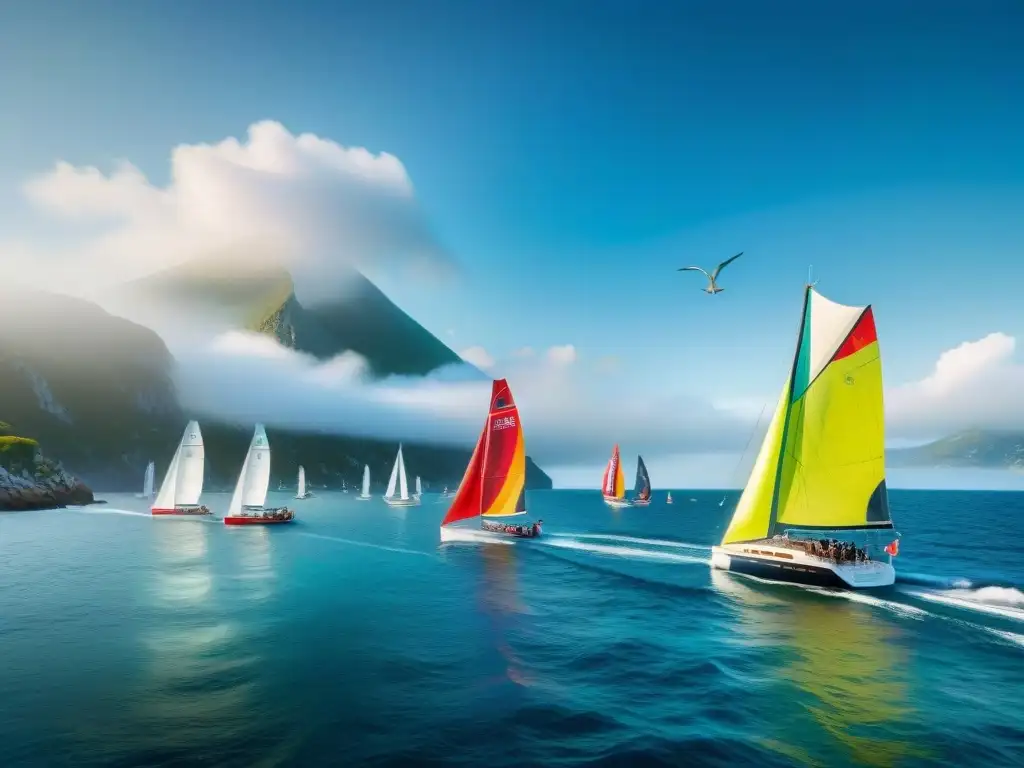 Regata de veleros: competencia y tradición en alta mar Vibrante regata de veleros en aguas azules