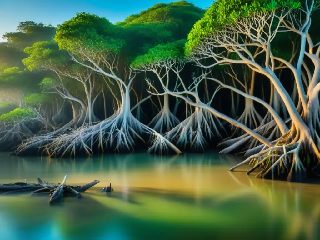 Magia en la marisma: manglar en 8k Vibrante manglar donde ríos y mar se equilibran, con aves, peces y cangrejos