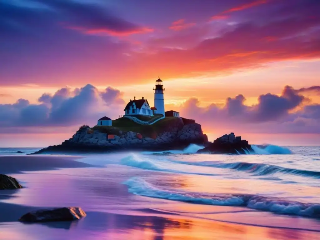 Espléndido amanecer marino con colores vibrantes y serenidad Vida junto al mar al amanecer: cielo colorido, aguas serenas y gaviotas vuelan, reducir ansiedad