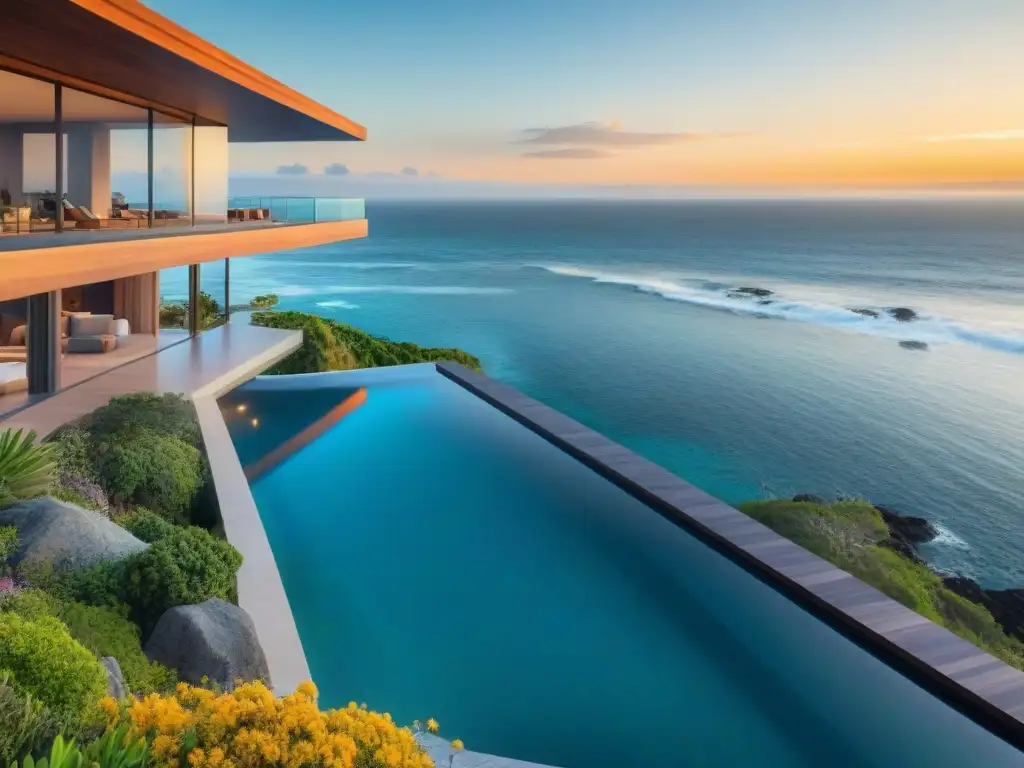 Villa de lujo en costa salvaje con vistas al mar Una villa costera moderna e integrada en el paisaje, con ventanales al mar y piscina infinita