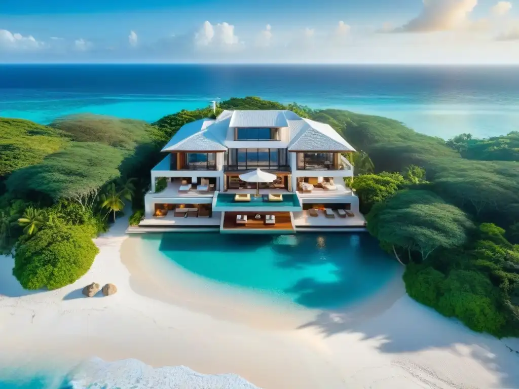 Villa de lujo frente al mar: vista aérea impresionante Villa exclusiva frente al mar con piscina infinita y vistas panorámicas