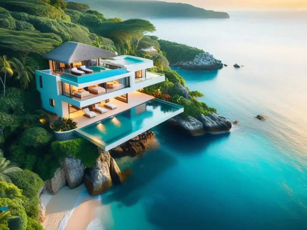 Propiedad costera de lujo con piscina infinita privada en acantilado Villa de lujo en acantilado con piscina infinita privada y vistas al mar