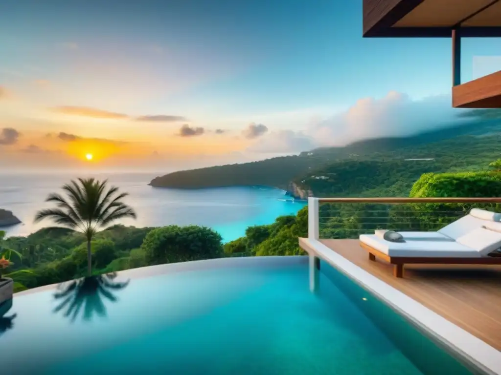 Villa de lujo en acantilado con piscina infinita y vistas al mar Villa de lujo en acantilado con vista al mar turquesa y piscina infinita privada