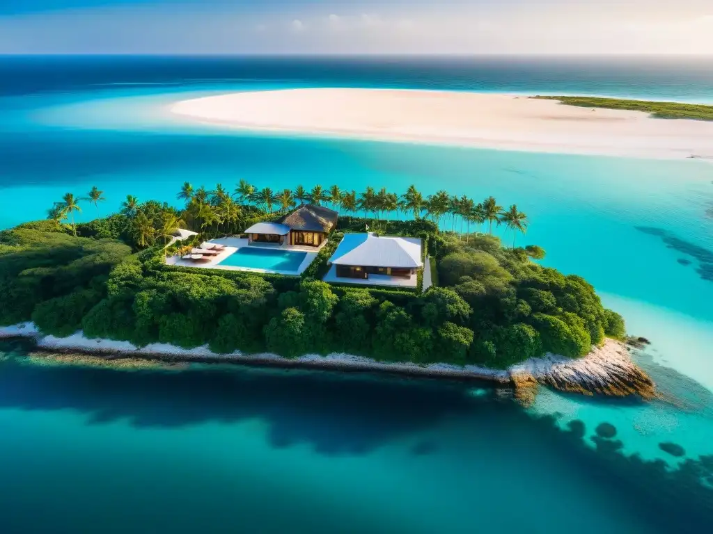 Villa de lujo en paraíso costero: ¡vive la serenidad junto al mar! Villa de lujo en la costa con aguas turquesas, palmeras y playa