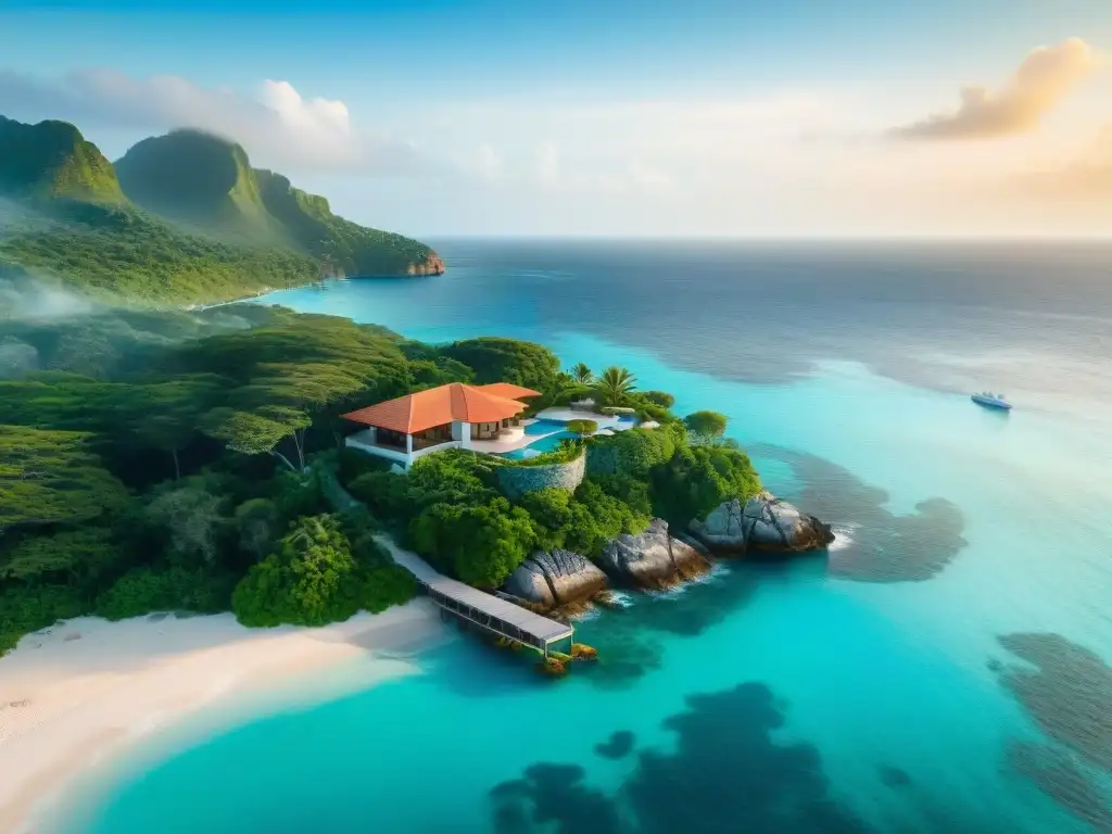 Villa de lujo frente al mar: paraíso costero en 2023 Villa de lujo frente al mar entre aguas turquesas y exuberante vegetación