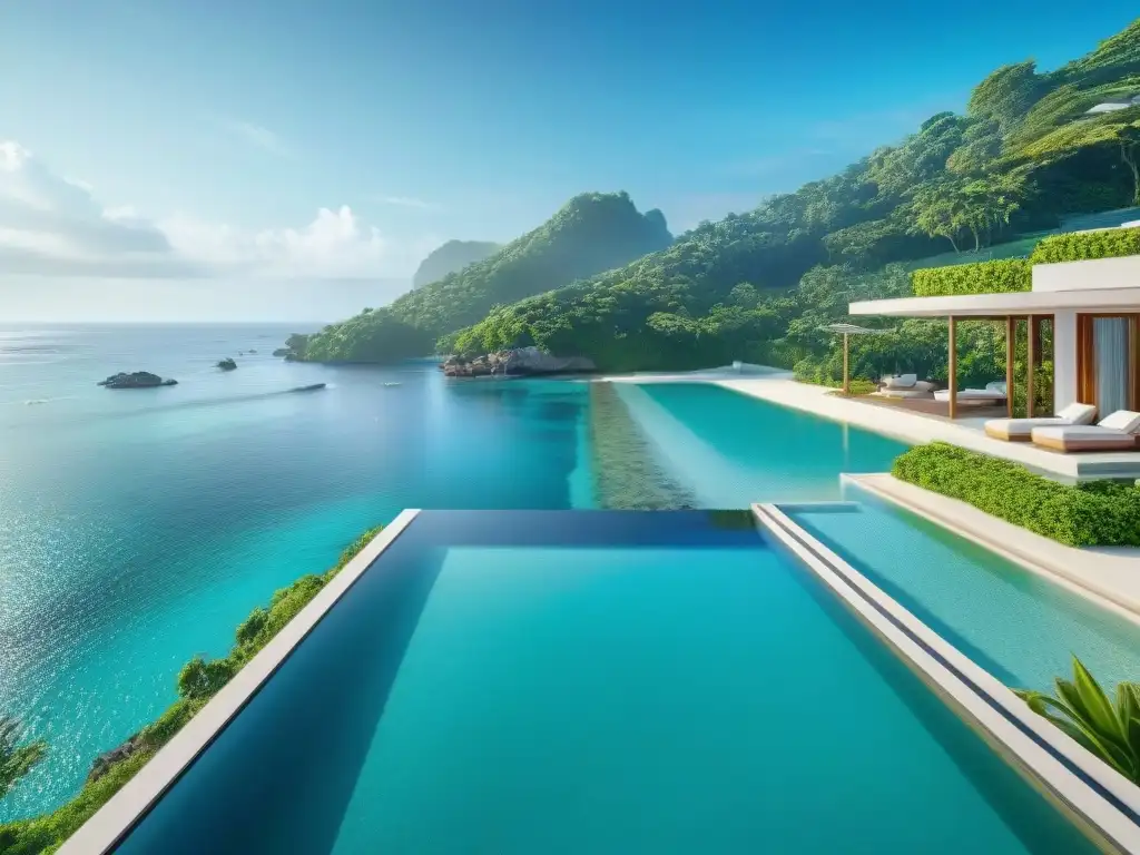 Villa de lujo frente al mar: Paraíso costero en 8k Villa de lujo con piscina infinita privada y vistas al mar en propiedad costera paradisíaca