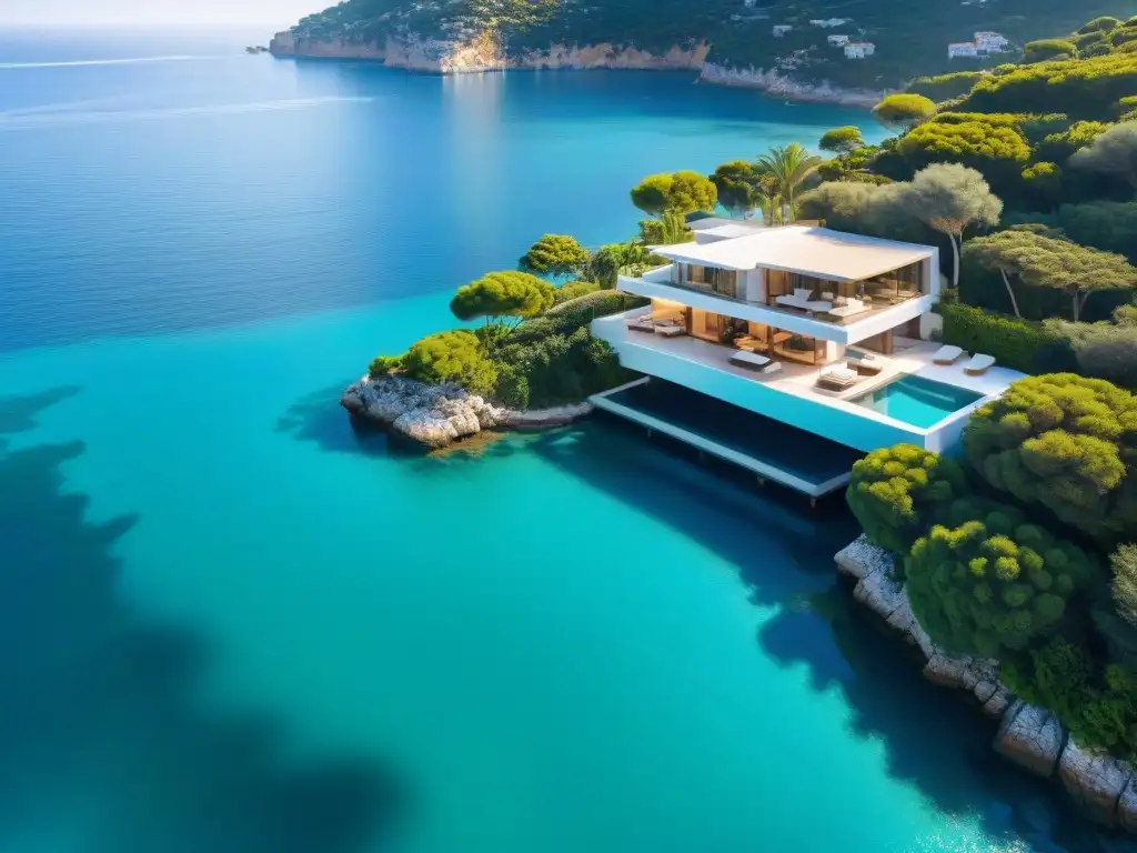 Villa de lujo en la Riviera: paraíso en acantilados Villa de lujo en la Riviera con piscina infinita y yate privado en el acantilado
