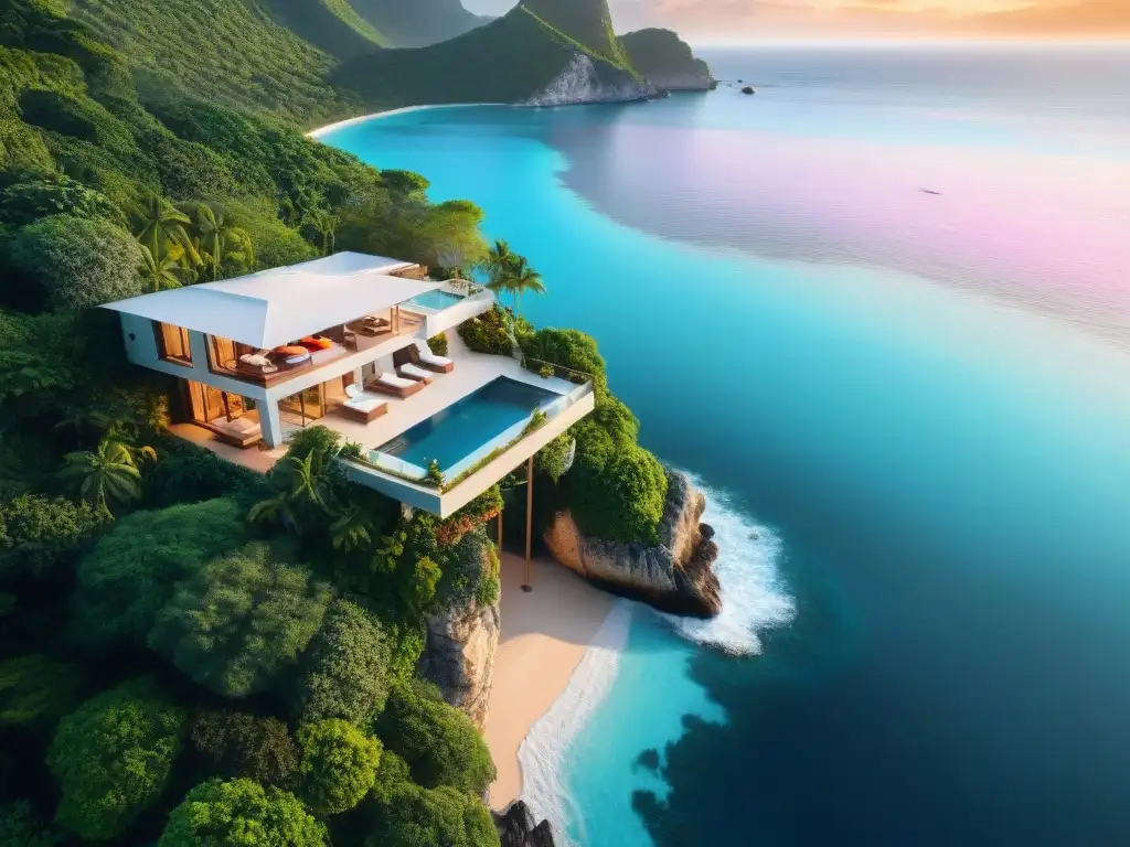Villa de lujo frente al mar con piscina infinita y cena gourmet Villa lujosa en acantilado con piscina infinita y cena en la costa