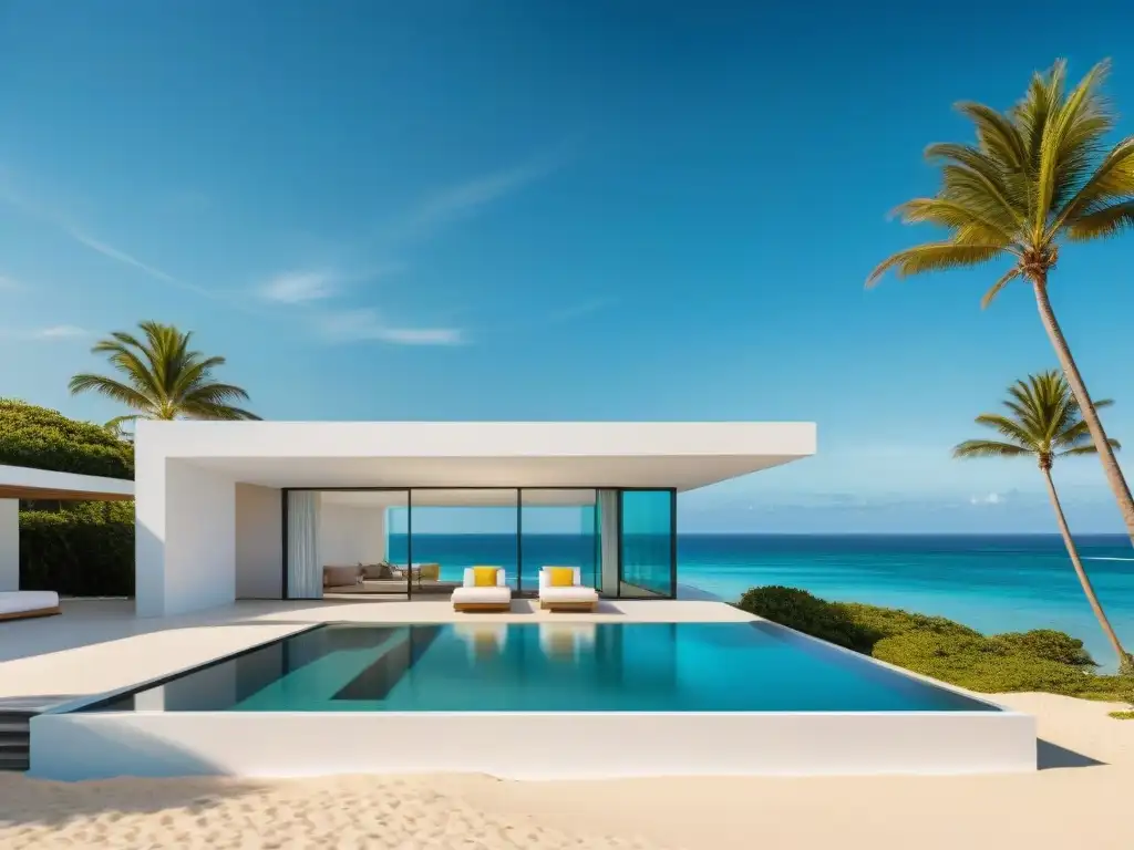 Villa de lujo frente al mar: moderna arquitectura minimalista Villa moderna frente al mar, arquitectura costera diseño historias mar, lujo y tranquilidad en cada detalle