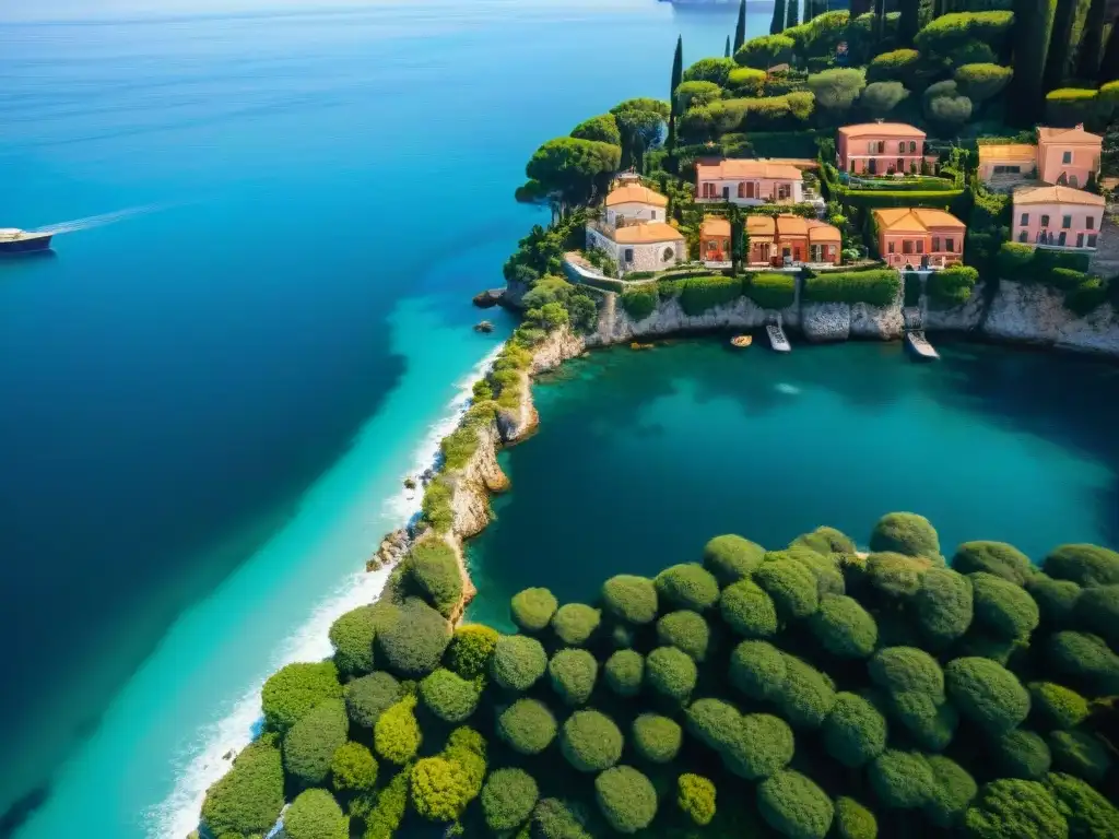 Villas de lujo en la costa italiana: sofisticación costera Villas italianas en la costa: Imponentes villas con techos de terracota y jardines exuberantes junto al mar Mediterráneo