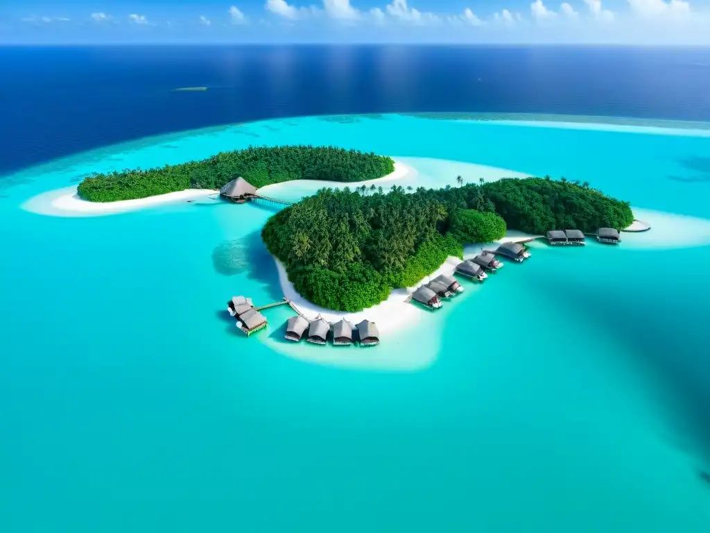 Paraíso en Maldivas: Villas sobre el agua Villas de lujo sobre el agua en Maldivas, rodeadas de aguas turquesas, playas de arena blanca y palmeras