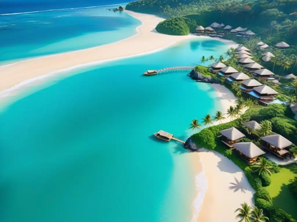Paraíso costero: aguas turquesas, playas doradas y atardecer idílico Villas de lujo con piscina infinita en costa paradisíaca