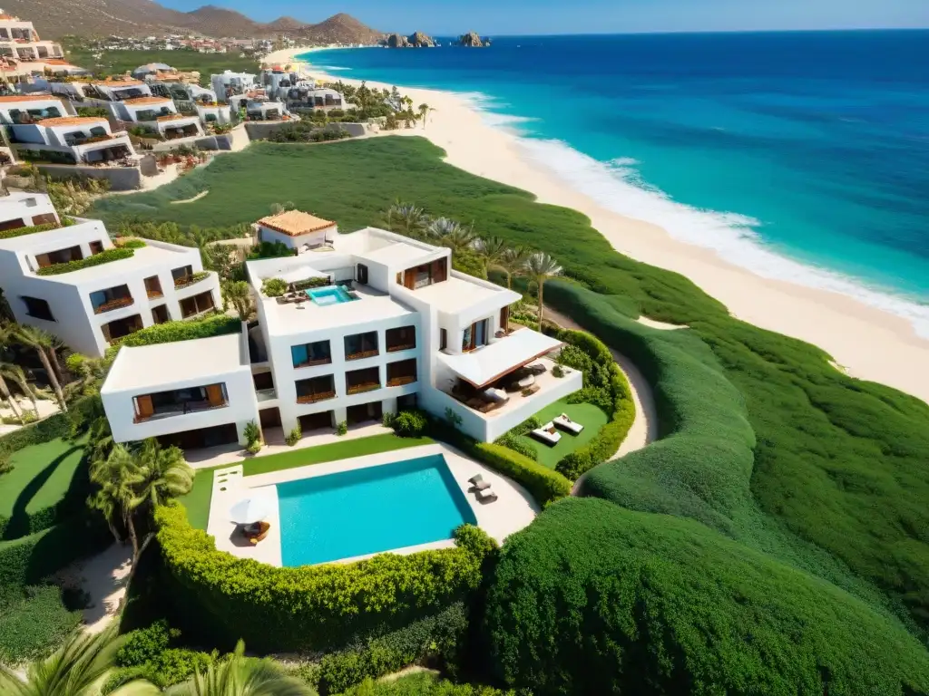 Exclusivas villas frente al mar en Cabo San Lucas Villas del Mar en Cabo San Lucas, lujo frente al mar con piscina privada y exuberante vegetación