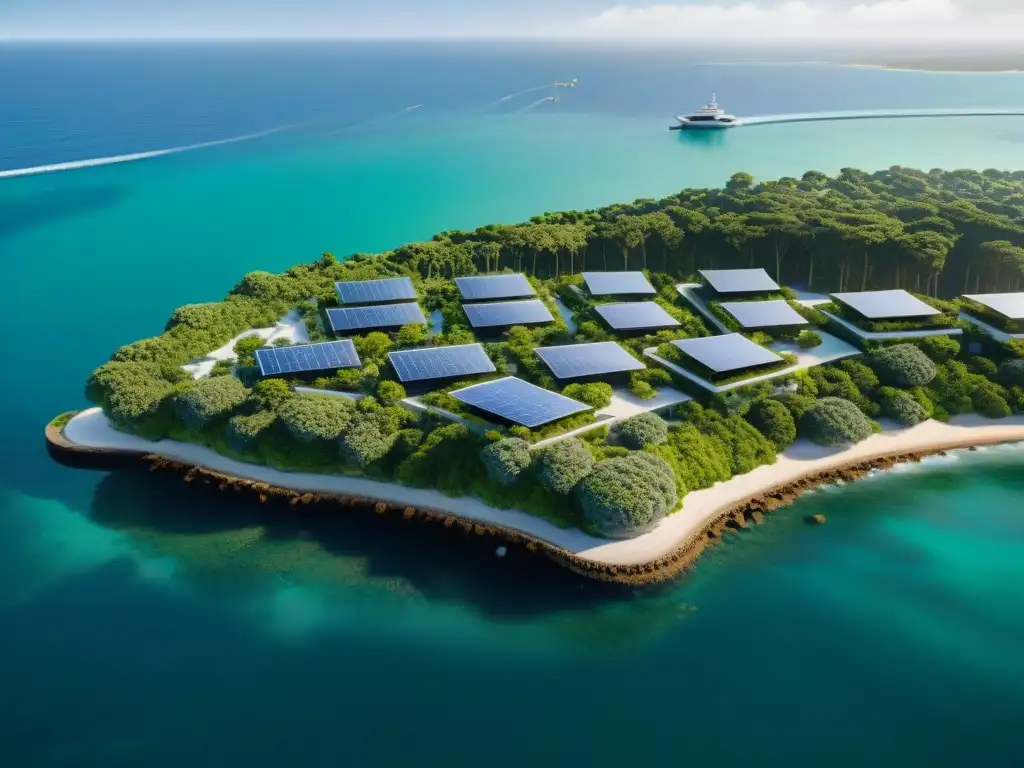 Metrópolis futurista: arquitectura sostenible en armonía con la costa Una visión detallada de una ciudad costera futurista con materiales innovadores y arquitectura sostenible en armonía con el entorno natural