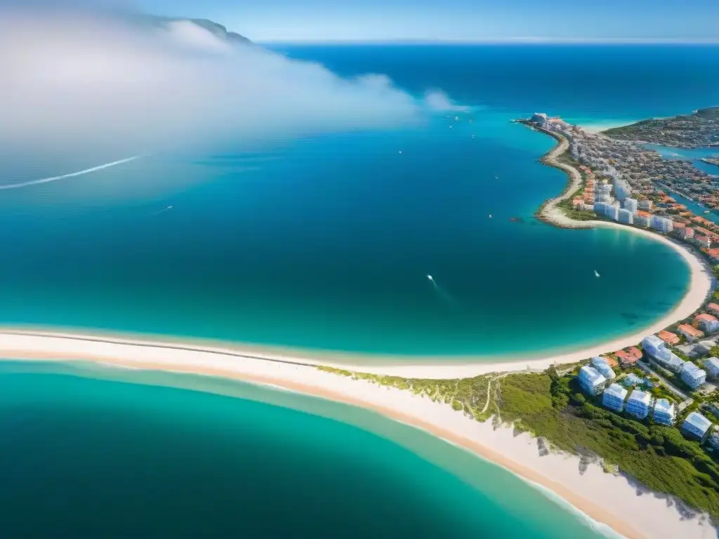 Metrópolis costera: modernidad y belleza natural en alta resolución Vista aérea de una ciudad costera con modernos edificios y playas, ideal para invertir en REITs costeros mejor rendimiento