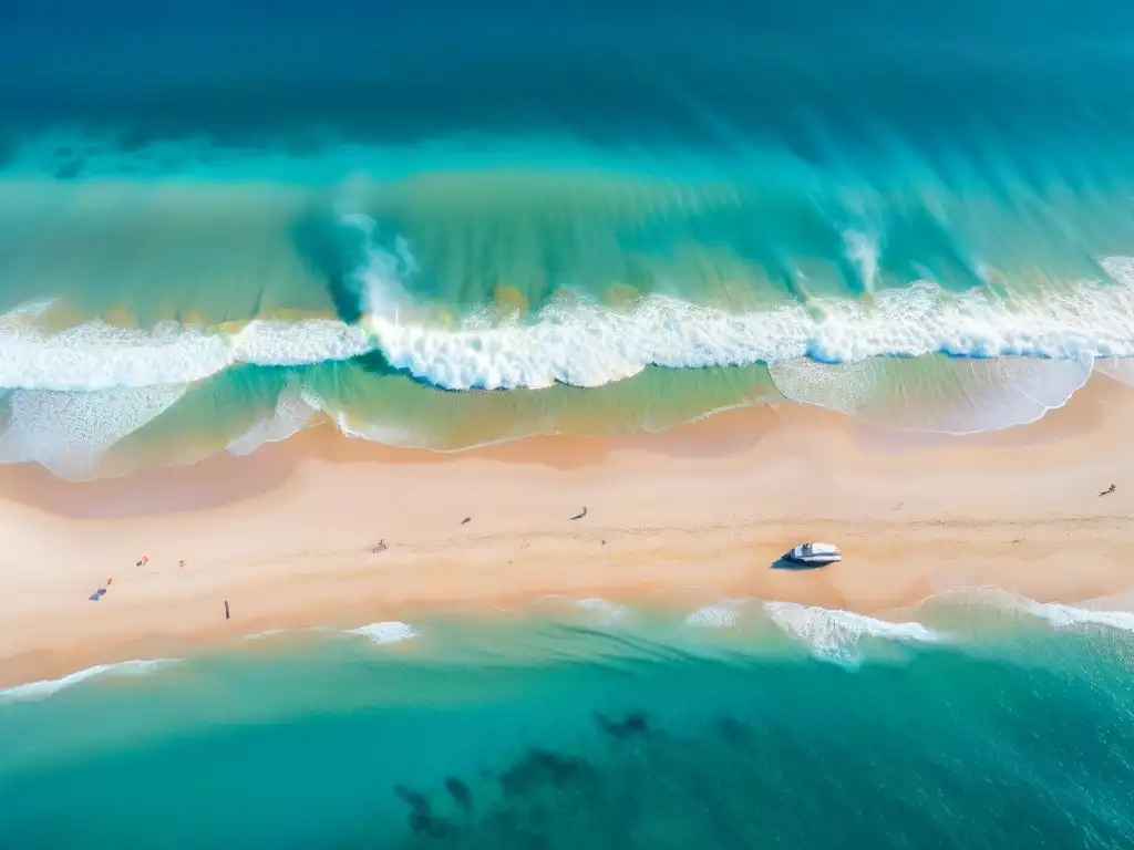 Costa paradisíaca: aguas cristalinas y playas de ensueño Vista aérea de costa con aguas cristalinas, playas blancas y vegetación exuberante