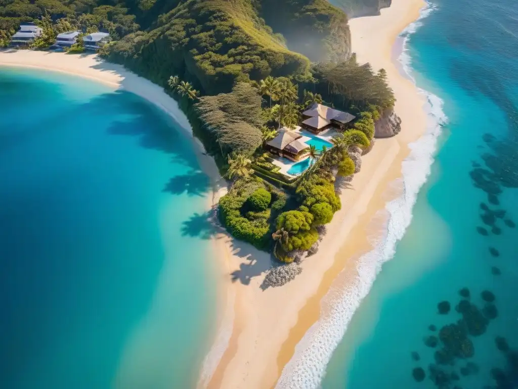 Costa: Contrastes entre desarrollo y naturaleza en la costa Vista aérea de la costa de Costa, con desarrollo inmobiliario y paisajes naturales