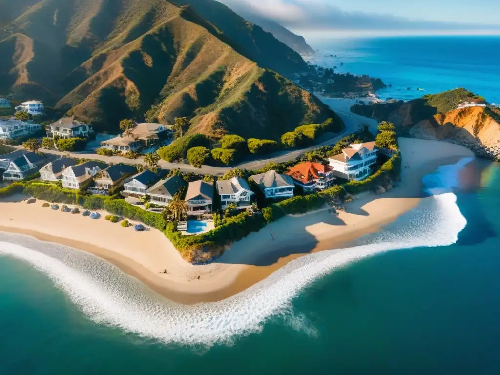 Malibu, California: Costa de ensueño para los famosos Vista aérea de la costa de Malibú, reflejando la historia de éxito inmobiliario en este destino exclusivo