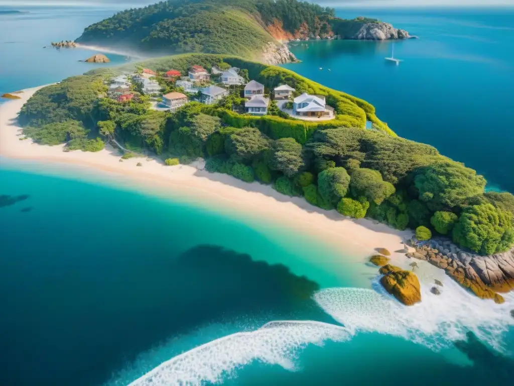 Armonía costera: urbanismo y belleza natural en perfecta fusión Vista aérea impresionante de una ciudad costera, mostrando la armonía entre la vida urbana y natural
