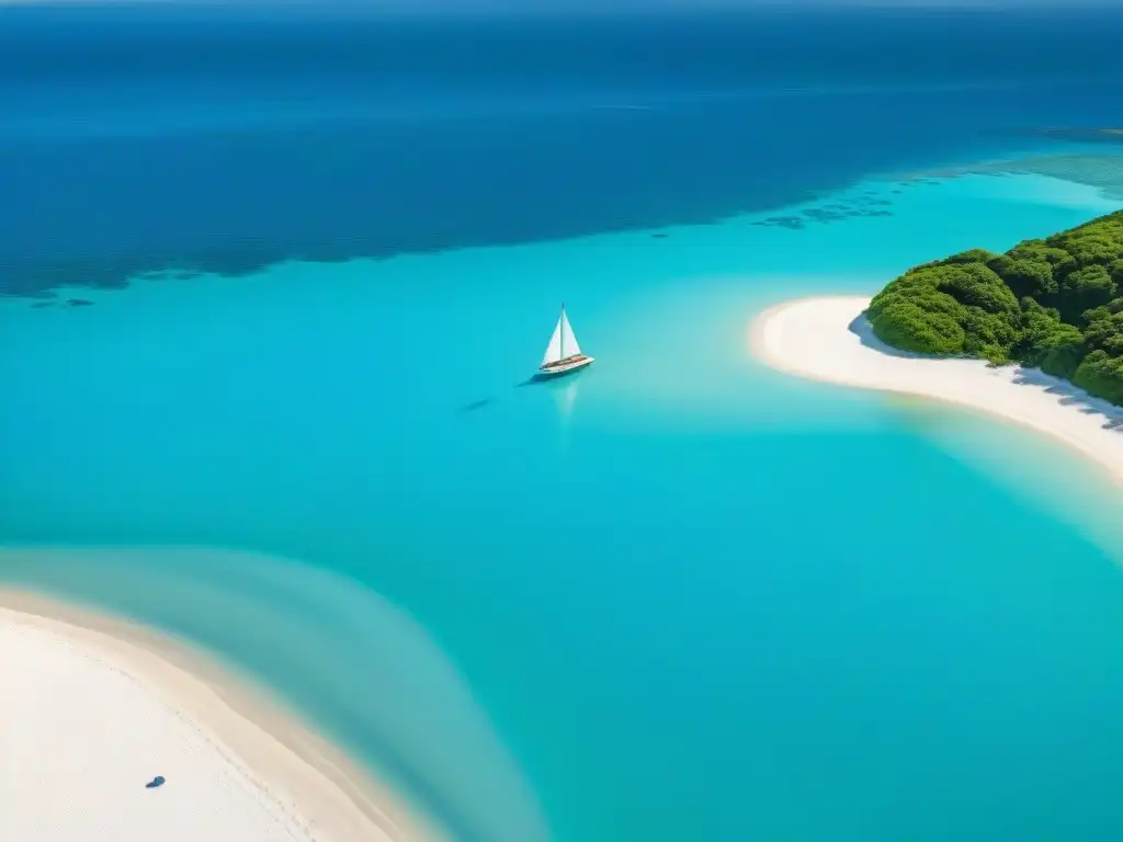 Paraíso costero: aguas turquesas y arena blanca Una vista aérea impresionante de una costa virgen con aguas turquesas cristalinas y playa de arena blanca