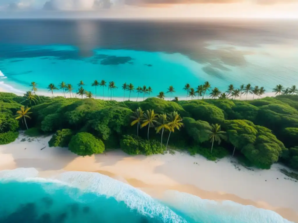 Costa paradisíaca: aguas turquesas, playas doradas y palmeras Vista aérea impresionante de costa virgen con aguas turquesas, playas doradas y palmeras verdes