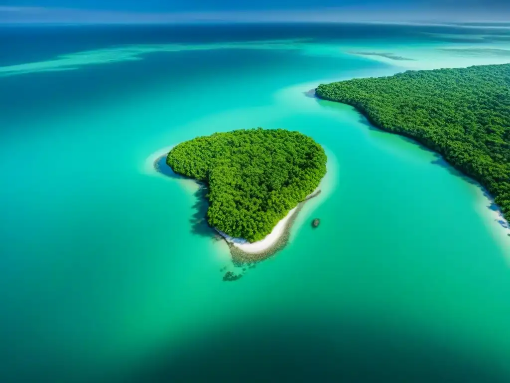 Esplendor costero: vida marina en manglares Vista aérea impresionante de ecosistema costero vibrante, aguas turquesas cristalinas y manglares verdes, vida marina diversa