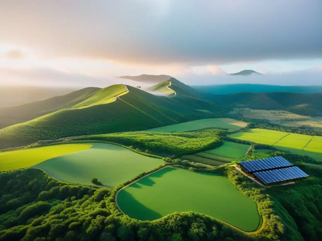 Vista aérea impresionante de Estancia Verde con innovaciones en sostenibilidad y actividades ecoamigables