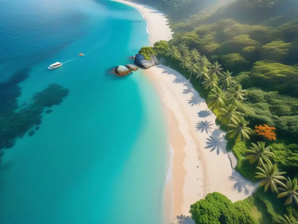 Paraíso costero de ensueño: propiedad de lujo en playas turquesas Vista aérea impresionante de una propiedad costera de lujo en un paraíso tropical