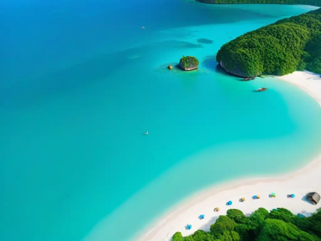 Paraíso costero en Tailandia: aguas turquesas y playas blancas Vista aérea impresionante de Pucket, Tailandia con aguas turquesas, playas de arena blanca y botes tradicionales
