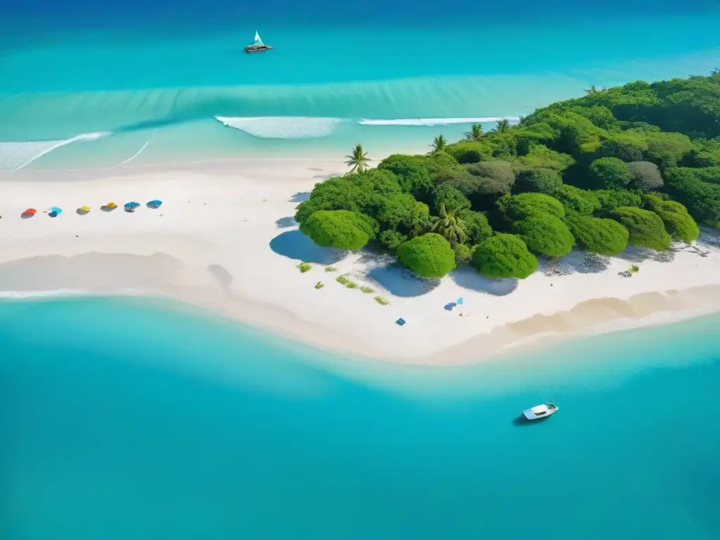 Paraíso costero: playa virgen con aguas turquesa y palmeras Vista aérea de una playa paradisíaca con aguas turquesas y palmeras