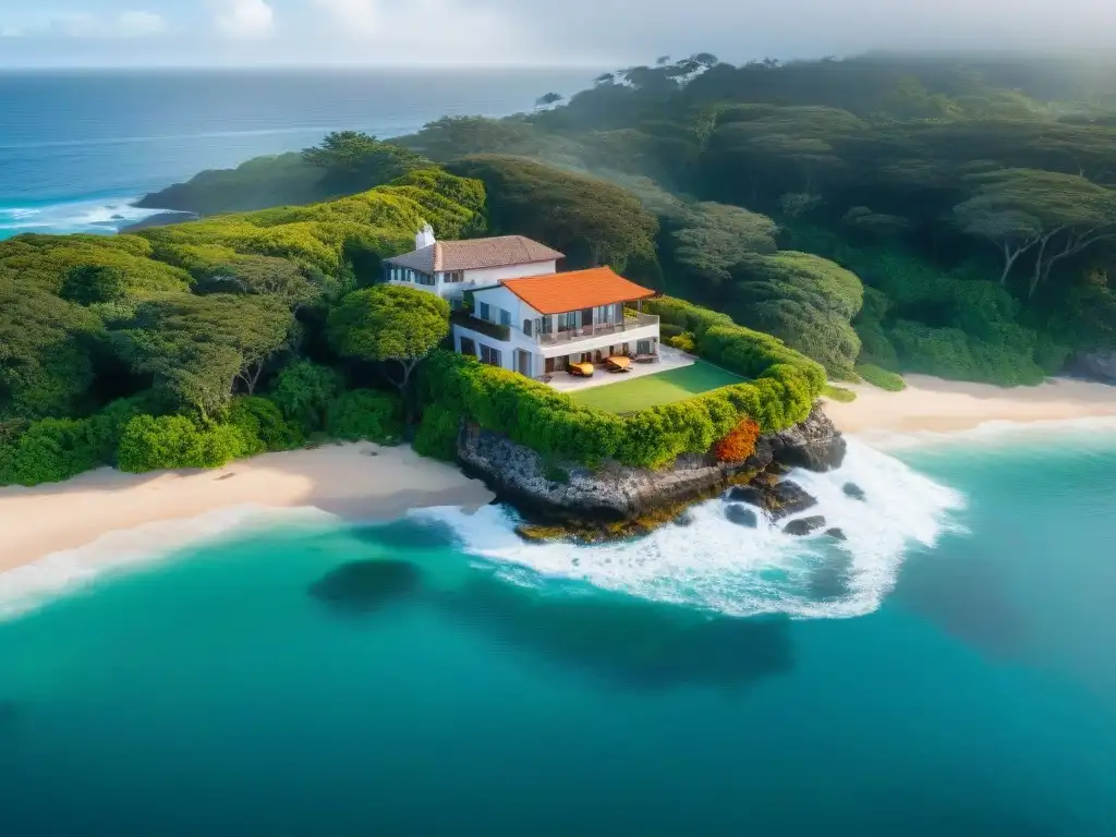 Propiedad costera con vistas espectaculares al mar y naturaleza exuberante Vista aérea de propiedad costera con exuberante vegetación y el mar, ideal para financiación propiedad costera ubicación