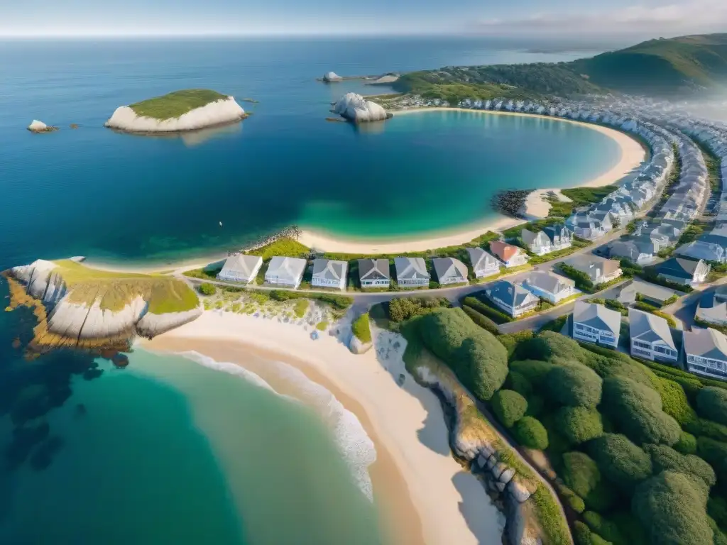 Foto panorámica detallada: Zonificación costera internacional Vista panorámica detallada de la zonificación costera para propietarios en una playa rocosa con áreas demarcadas