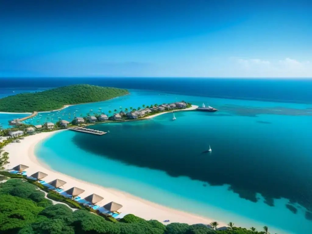 Resort de lujo frente al mar: la inversión exclusiva en REITs de lujo Vista panorámica de un lujoso complejo costero con inversiones REITs costeros de lujo