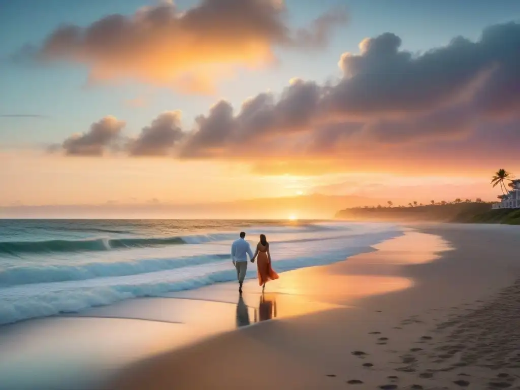 Paraíso costero al atardecer: playas doradas, palmeras y romance Vistas impresionantes de alquiler vacacional costero tendencias 2023 en atardecer dorado frente al mar
