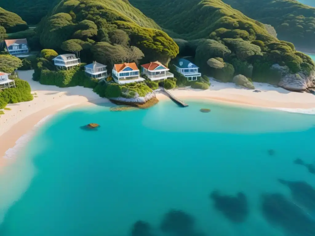 Costa paradisíaca: playas doradas y aguas turquesas Vistas impresionantes de propiedades costeras en AI