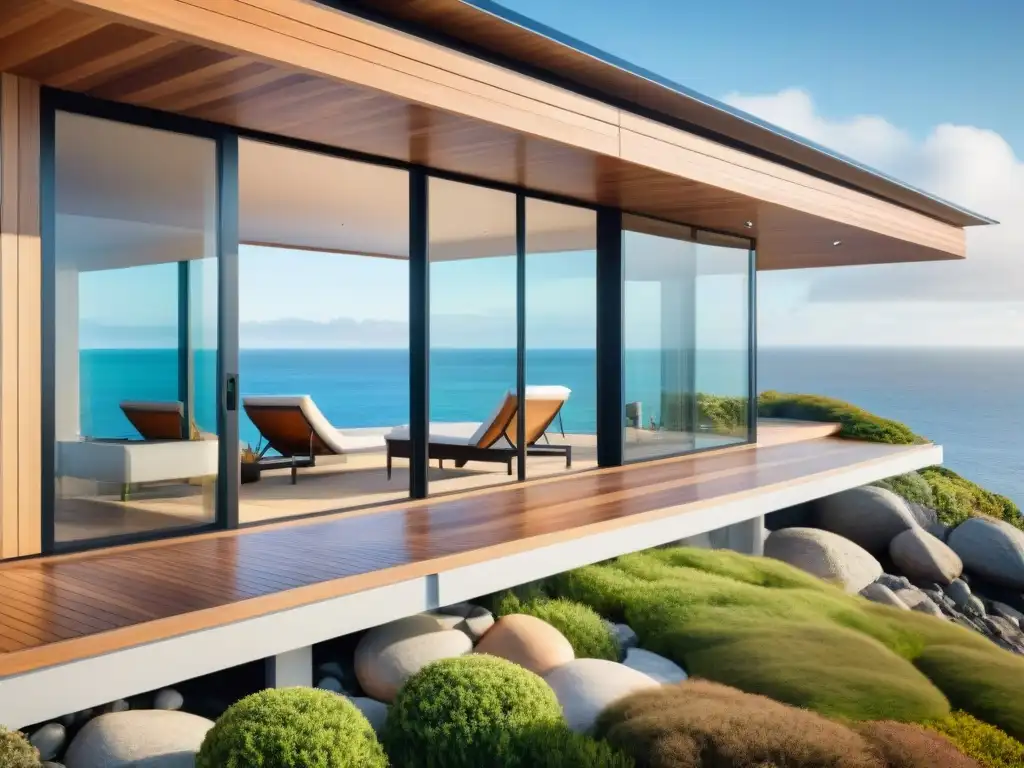 Propiedad costera sostenible con diseño ecofriendly y vistas al mar Vivienda costera sostenible con materiales reciclados y diseño ecofriendly en armonía con el entorno