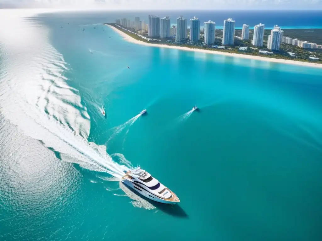 Yate de lujo surcando aguas turquesas de Miami y Fort Lauderdale Un yate de lujo surcando aguas turquesas cerca de Miami y Fort Lauderdale